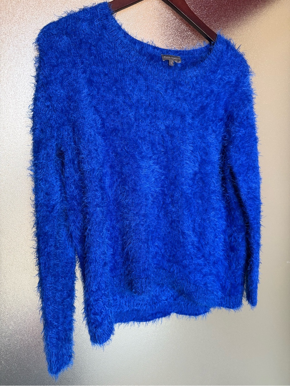 Vince Camuto Cobalt Blue Fuzzy Eyelash Knit Crewneck Sweater | Size S